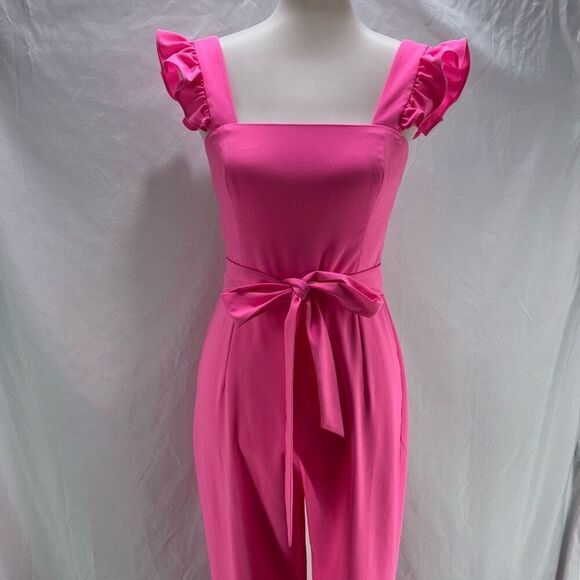 NWT Lilly Pulitzer Eppley Jumpsuit Prosecco Pink Sz 2 flutter/ruffle sleeve - Picture 3 of 11